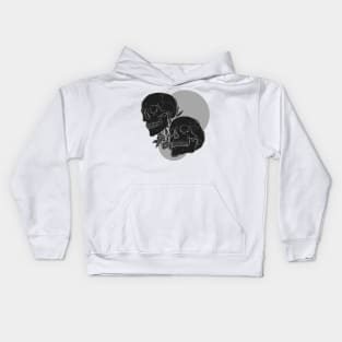 Love and Death -  Skulls and Roses in Black and White Kids Hoodie